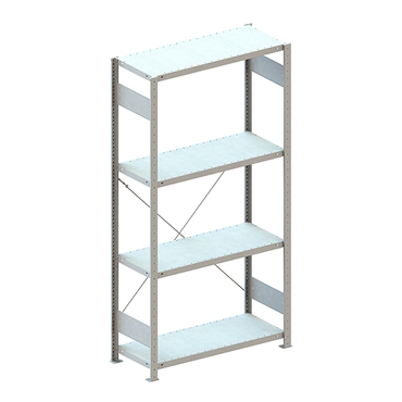 CLIP SET 150 hook-in arrangement galvanised (basic arrangement) with 4 shelves